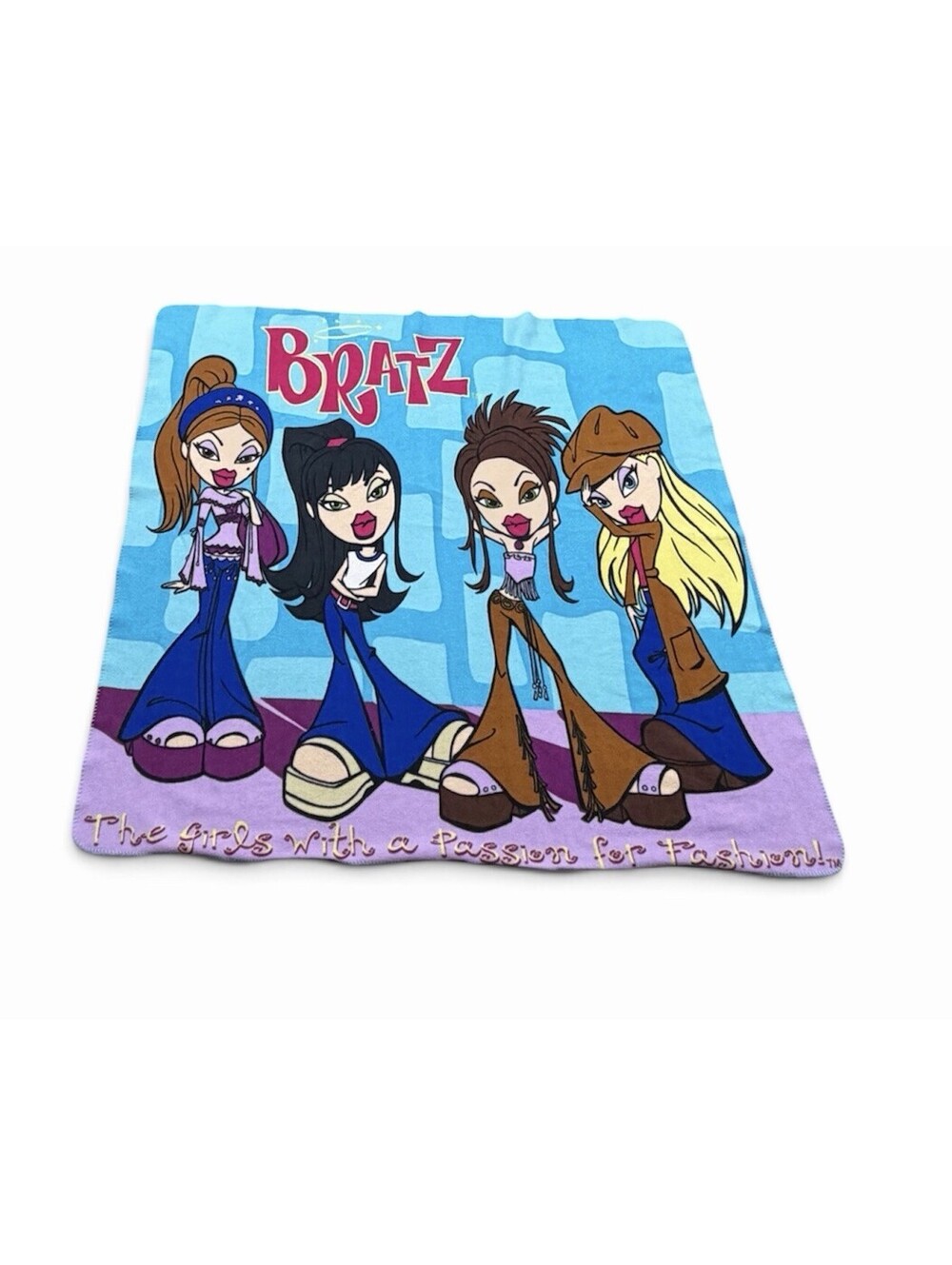 Vintage 2004 Bratz Dolls Fleece Blanket Throw Bratz Pack Passion For Fashion Y2K